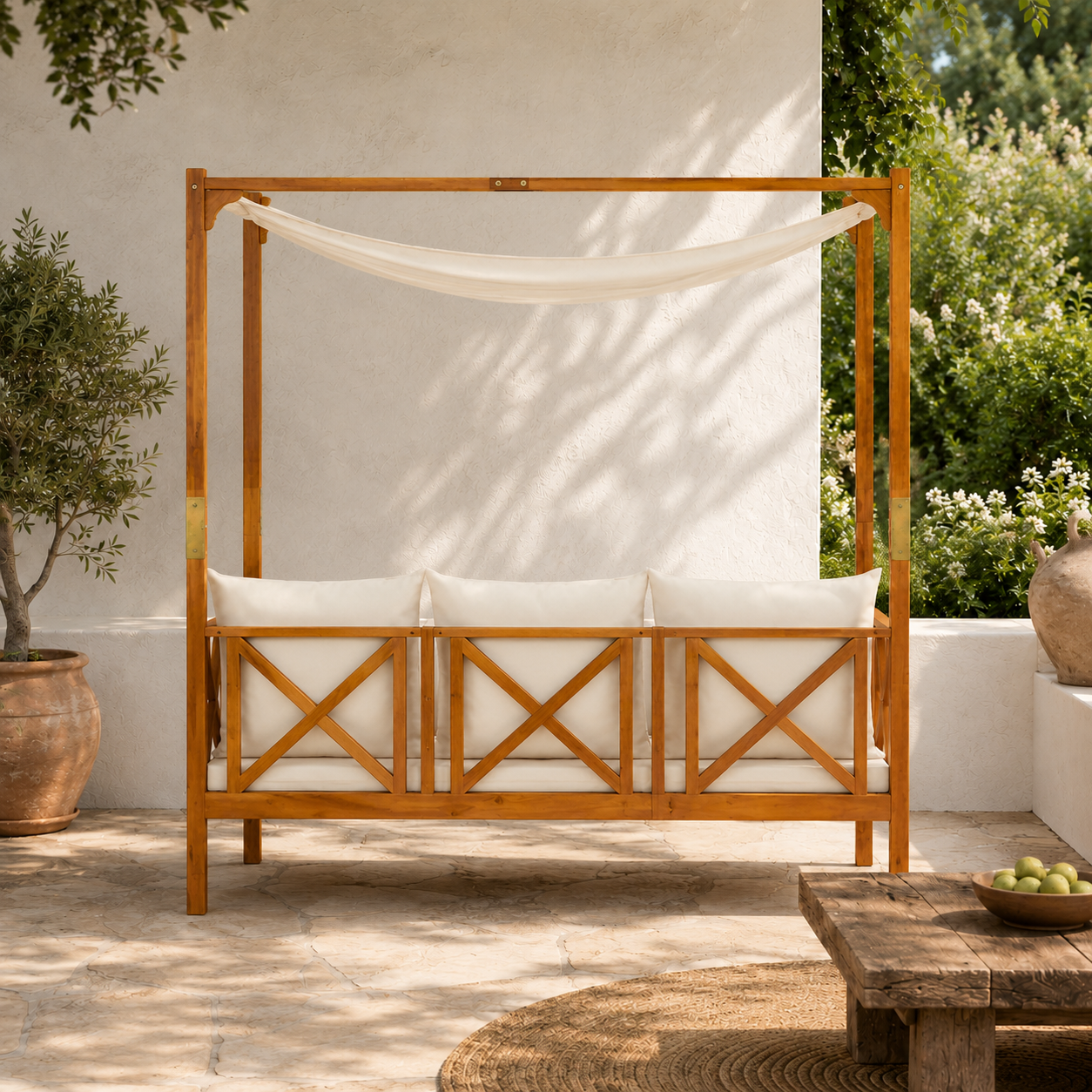 Banc de jardin en bois d'acacia solide