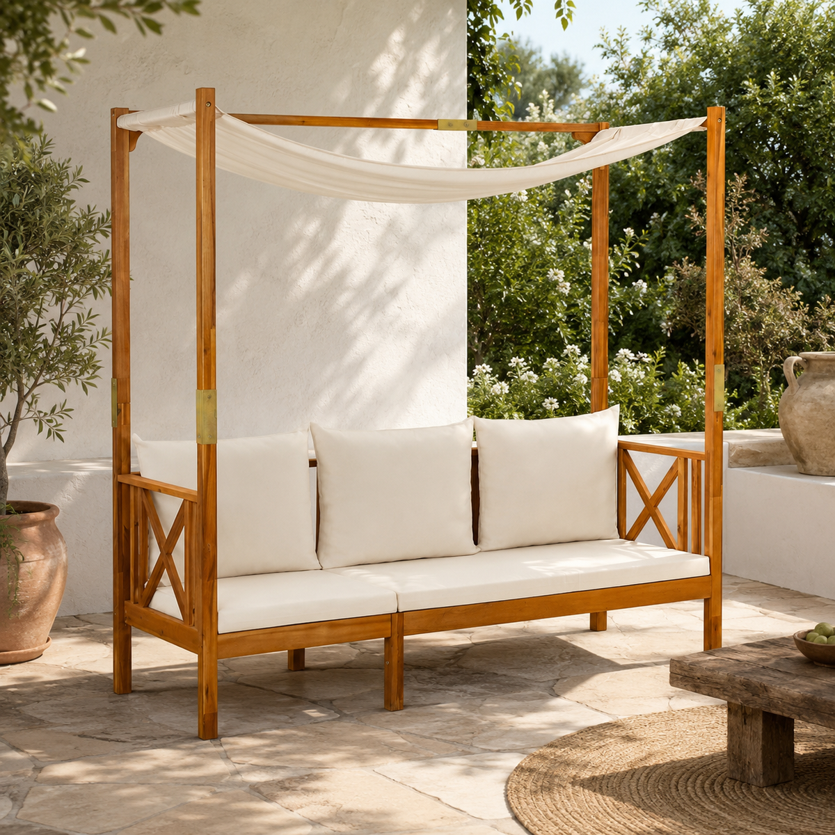 Banc de jardin en bois d'acacia solide