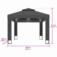 Tonnelle de jardin lumières LED 3x3 m