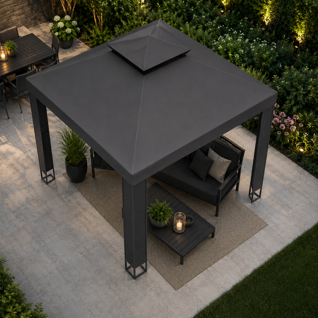 Tonnelle de jardin lumières LED 3x3 m