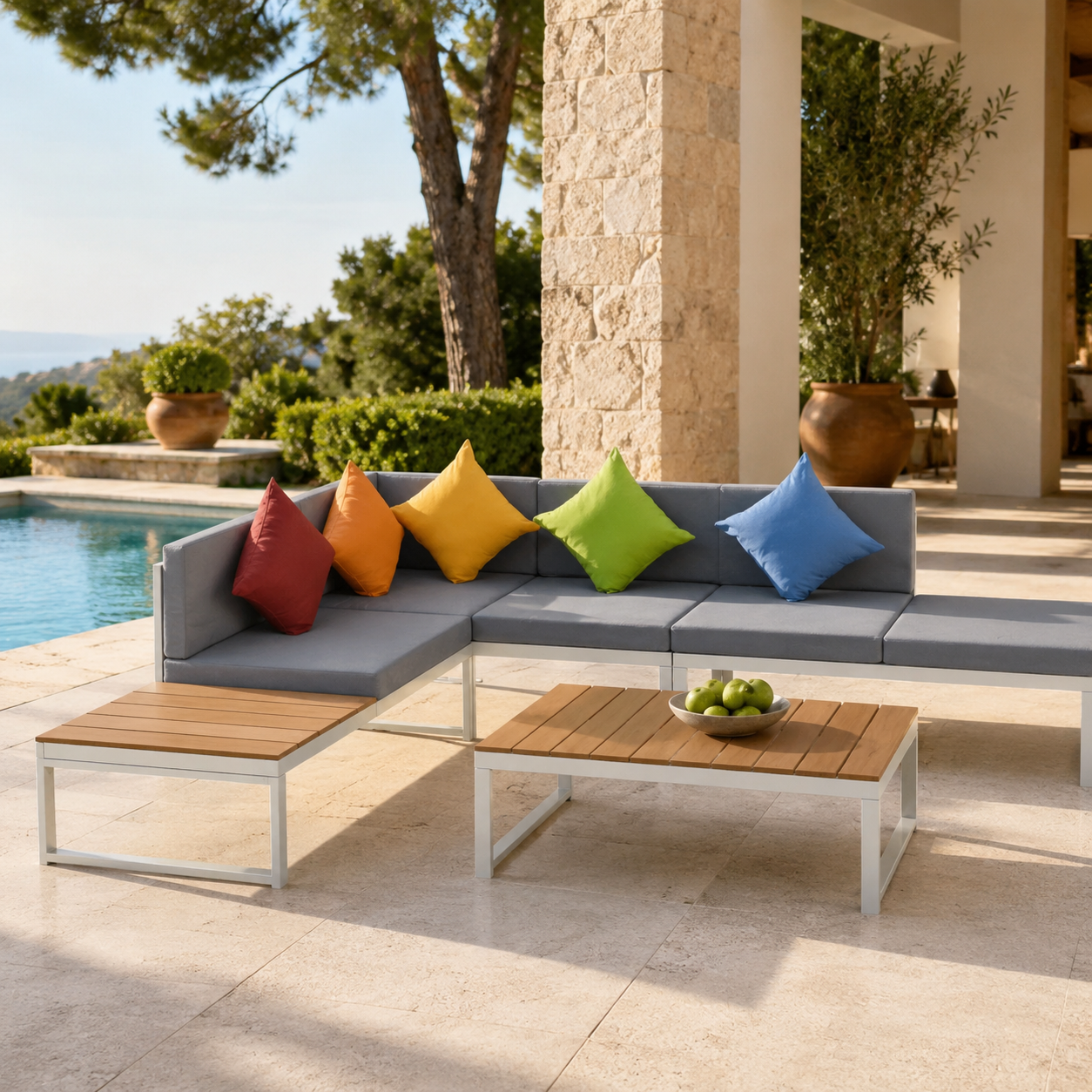Salon de jardin Aluminium 4 pcs avec coussins