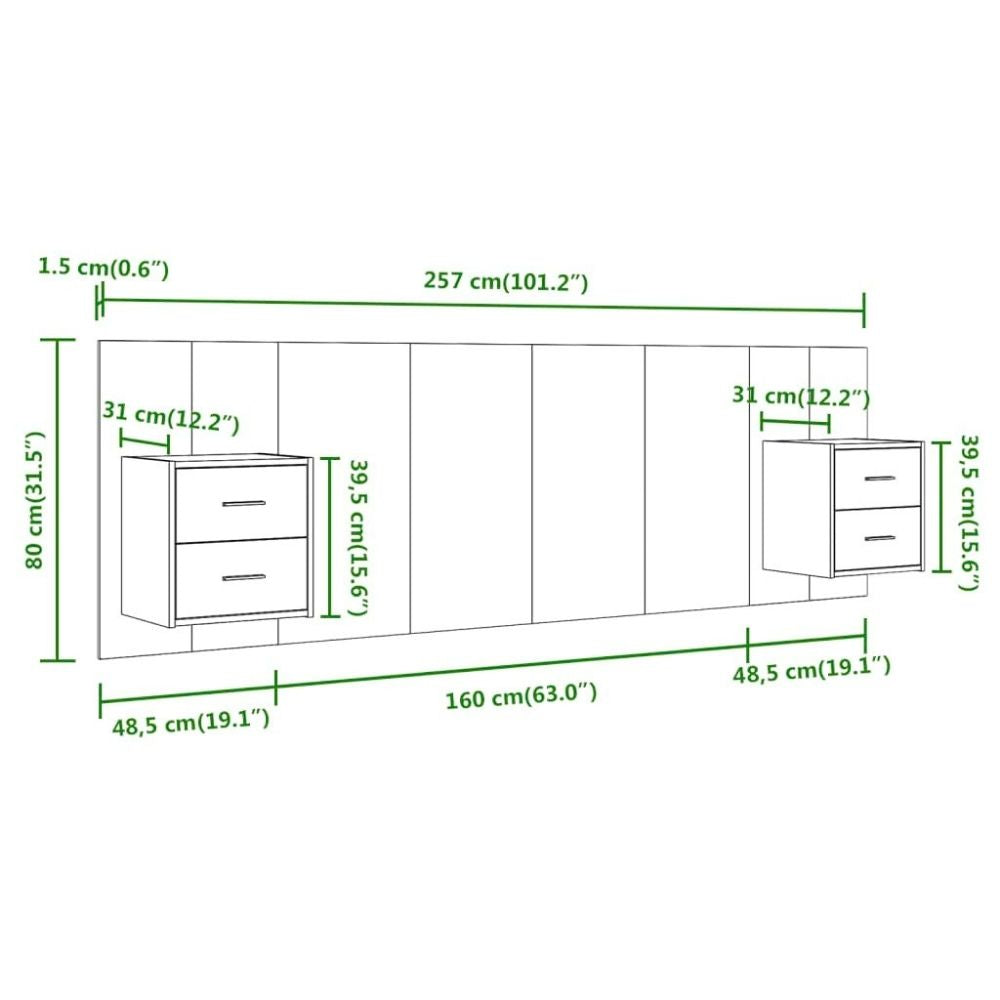 Tête de lit bois 160 cm double tiroirs