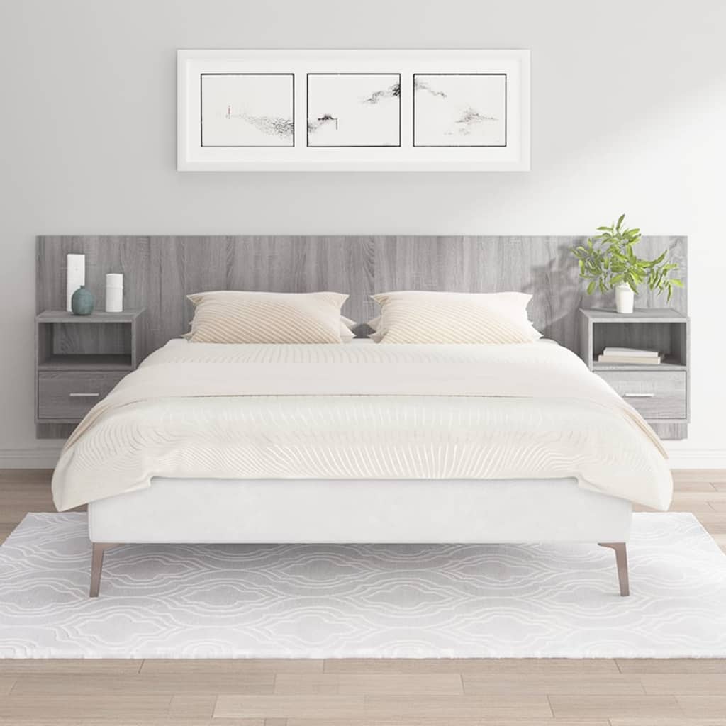Tête de lit bois 160 cm étagères & tiroirs