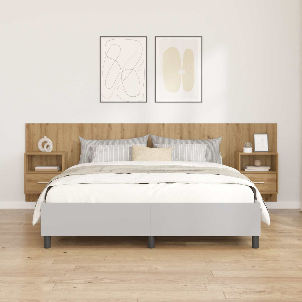 Tête de lit bois 160 cm étagères & tiroirs