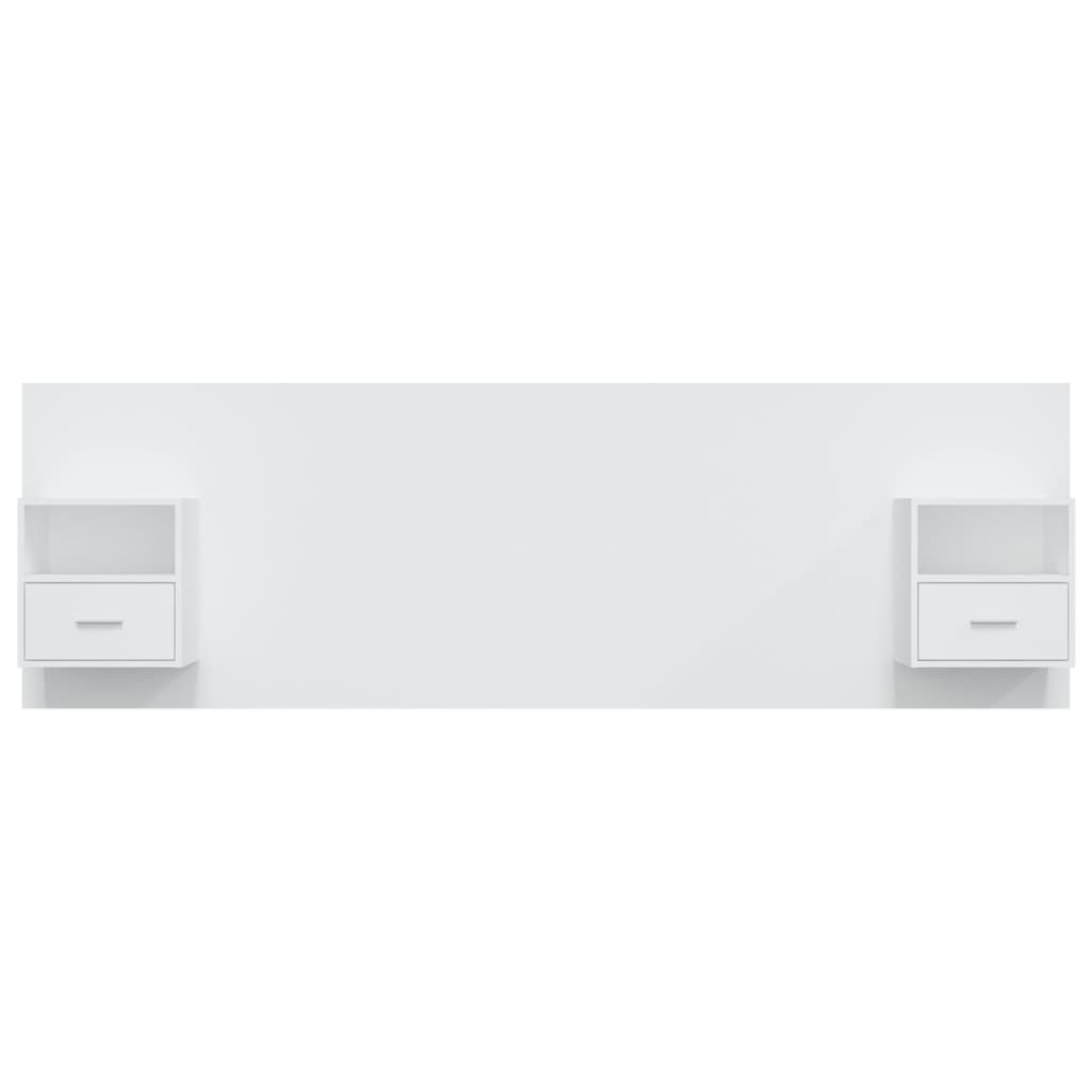 Tête de lit bois 160 cm étagères & tiroirs