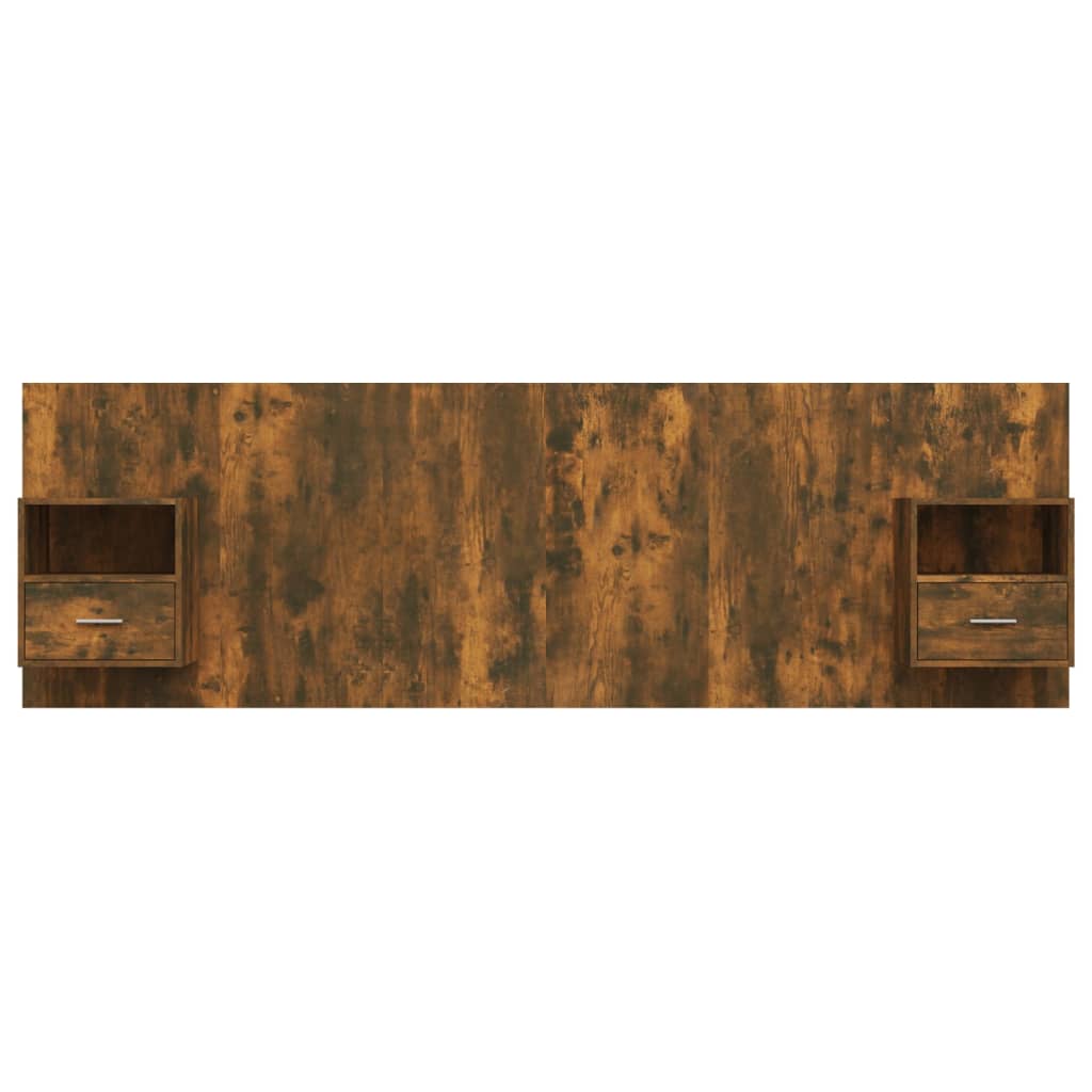 Tête de lit bois 160 cm étagères & tiroirs