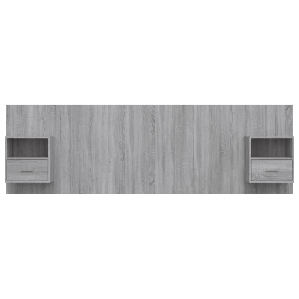Tête de lit bois 160 cm étagères & tiroirs