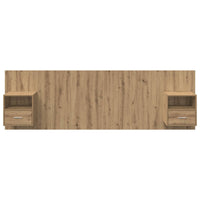 Tête de lit bois 160 cm étagères & tiroirs